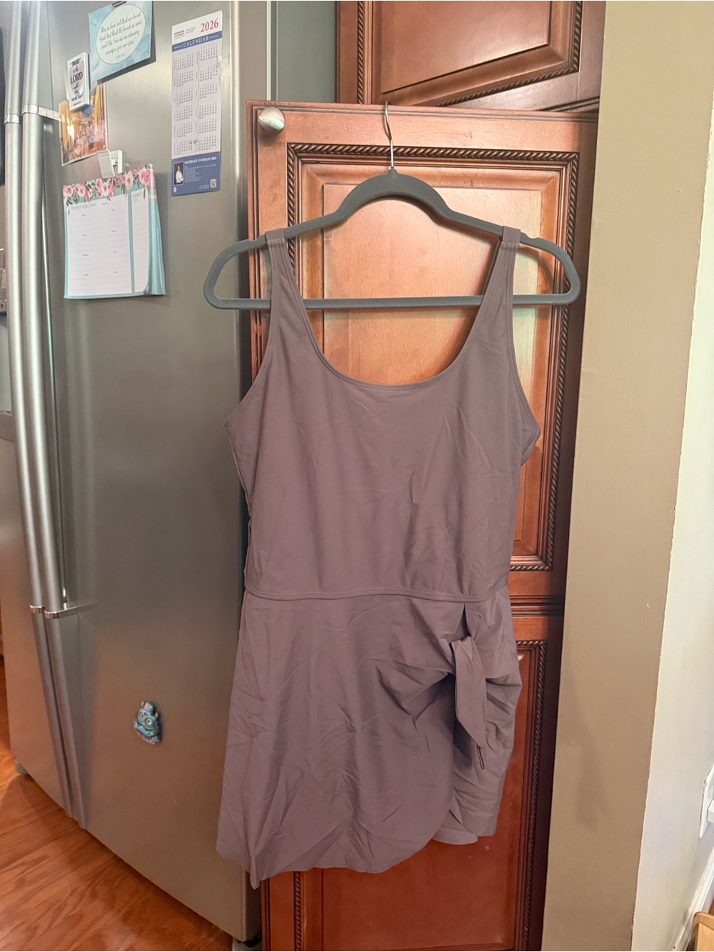 SHEIN Brown Taupe One-Piece Swimdress with Side Tie